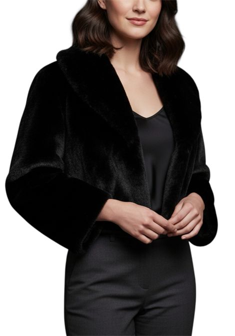 Ecopelliccia corta con collo sciallato MISS MAX | Pellicce | 3901NERA